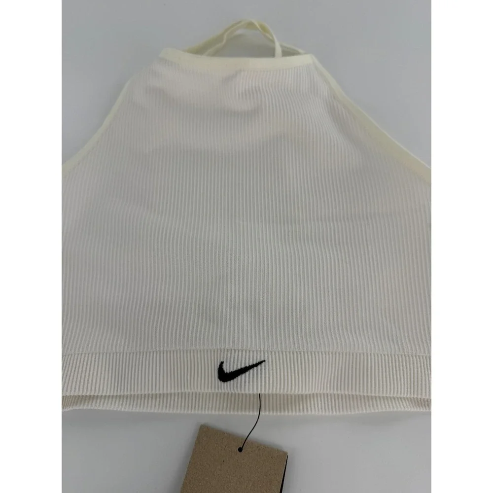 Nike Indy Sports Bra Womens Size L White Light Support Ribbed Strappy DV9966-133